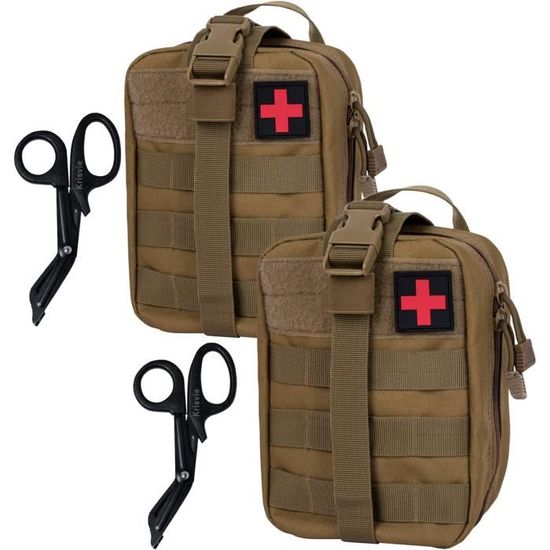 Krisvie 2PCS Pochette EMT Médecine Tactique Sac étanche Molle de