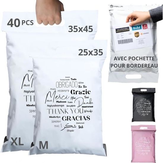 Lot De 45 Enveloppes D'Expédition Pour Colis Vinted - 3 Tailles - Pochette Plastique Opaque Et Imperméable Avec Fermeture Adhésive