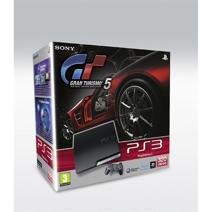 Console de salon - Sony - PS3 Slim 320 Go Noire - Gran Turismo 5 - Garantie 1 an