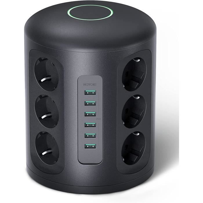 Tour Multiprise Parasurtenseur Parafoudre 12 Prises avec 5 USB 4,5A Ports BLEOSA
