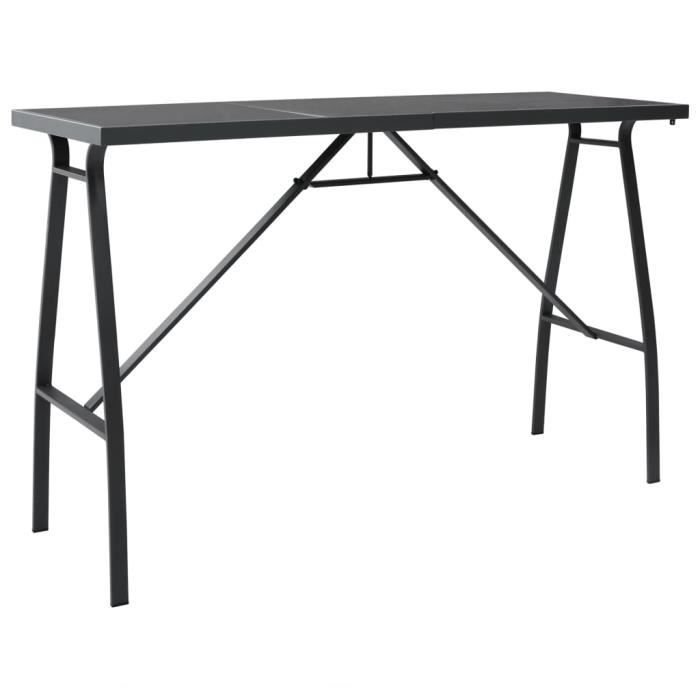 SIB Table de bar de jardin Noir 180x60x110 cm Verre trempé