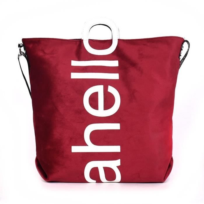 Mode Grande Capacité Sac À Main Tendance Lettre Design Bandoulière Sacs À Bandoulière Pour Femmes Décontracté Fe Burgundy -DRFT643