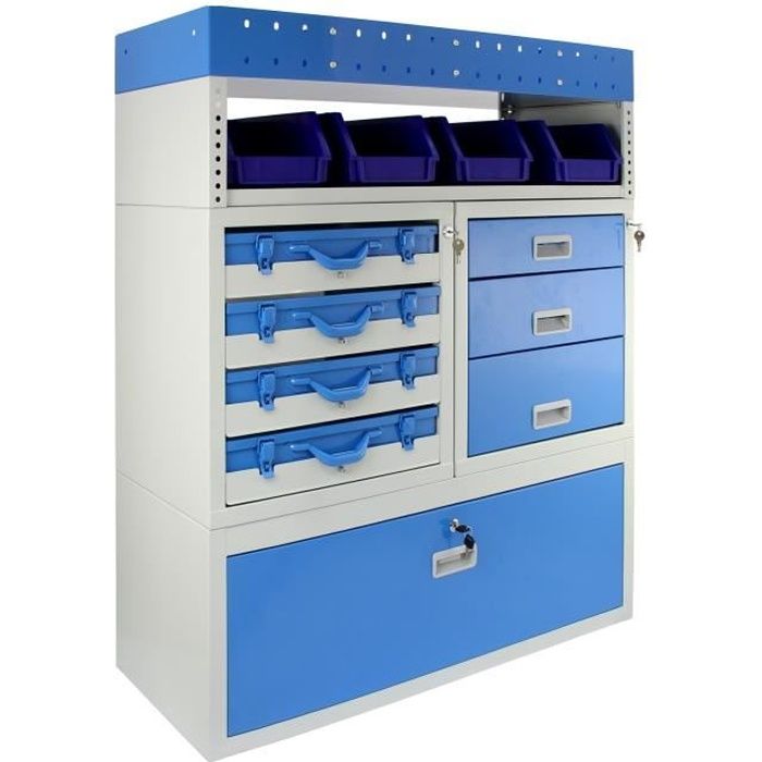 Monster Racking – Rayonnage Métallique Storm pour Fourgons et Voitures Utilitaires, Unité de Rangement Métallique Gris et Bleu