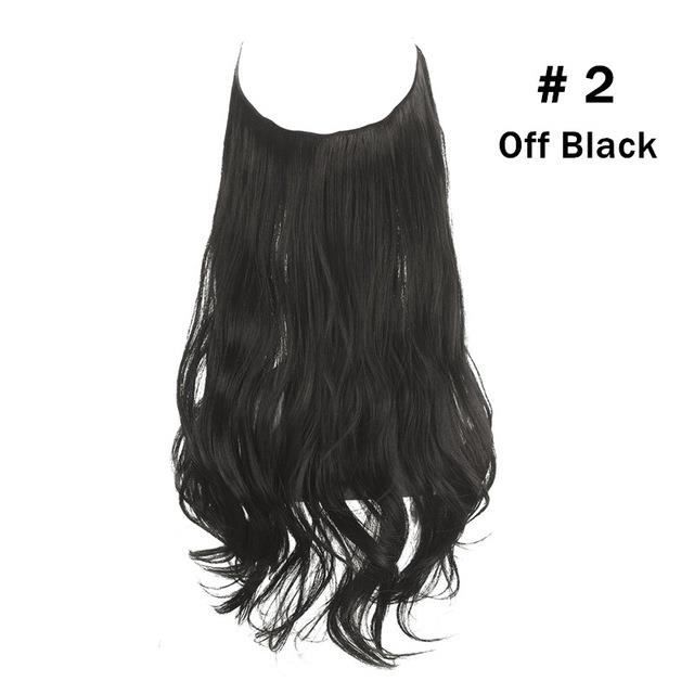 12 -Wave Halo Hair Extensions No Clip In Ombre Blonde Black Pink Synthetic Natural Hidden Secret #2 Fake Hair Piece