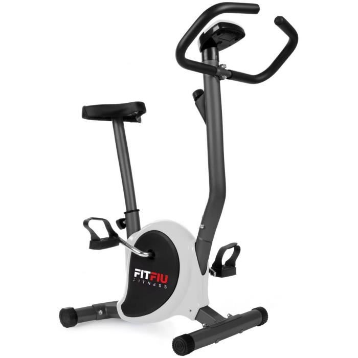 FITFIU Fitness BEST-100 - Velo d'appartement ultra-compact couleur grise, reglabe 8 niveaux et ecran LCD, Entraînement fitness tonif