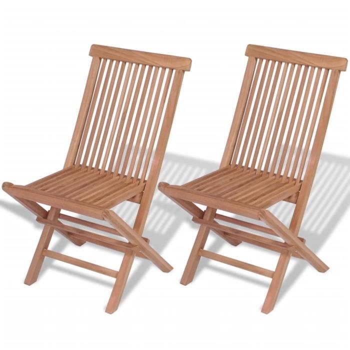 Lot de 2 Chaises de jardin pliables - Fauteuil de Jardin Chaise - Bois de teck solide Super *919896