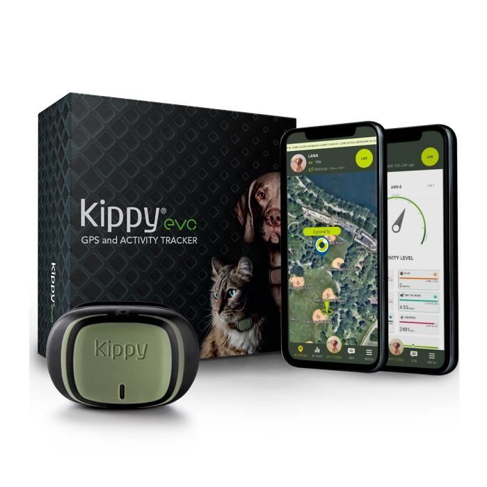 KIPPY - Evo - Le Nouveau Collier GPS avec Suivi d'Activité pour Chiens et Chats, 38 GR, Waterproof, durée 10 Jours, Green Forest