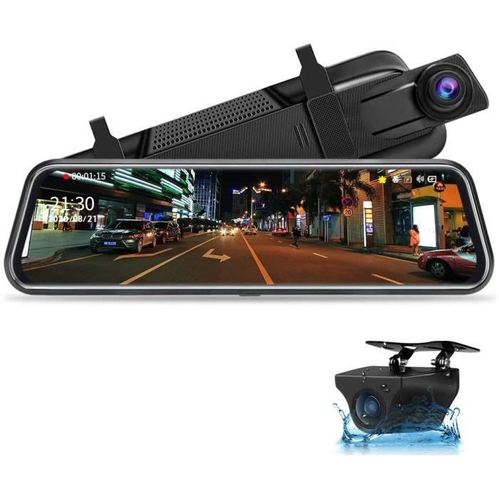 Jansite 10- Dashcam Voiture Rétroviseur Écran Tactile, Arrière et Avant Full HD 1080P Streaming Media DVR 170 ° Grand Angle de Visio