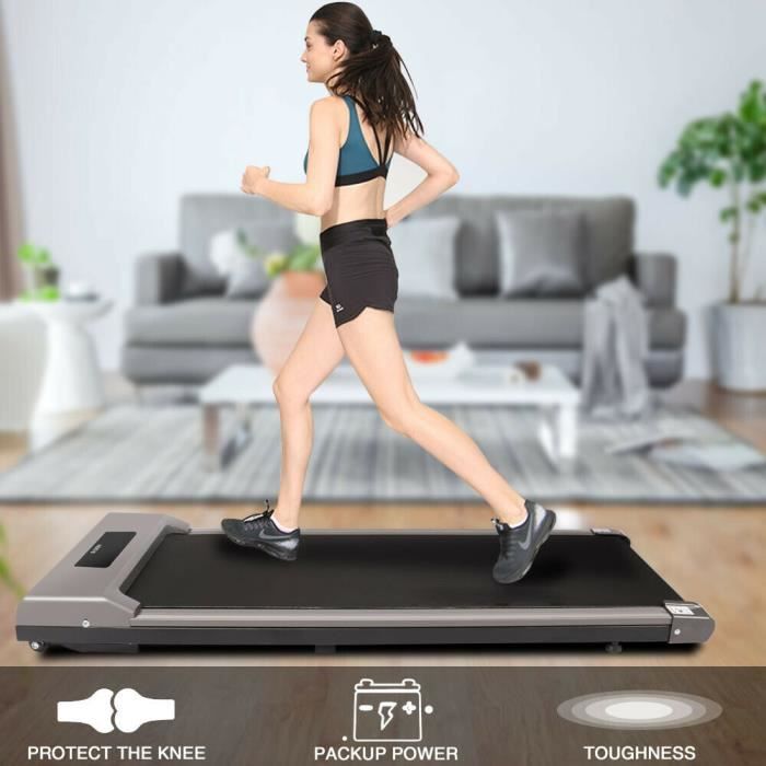 Yeehup Tapis de course Portable - Motorisé 1-10 Km/h, Vitesse Réglable, Écran LCD, Ultra Fin et Silencieux, Roues de Transport