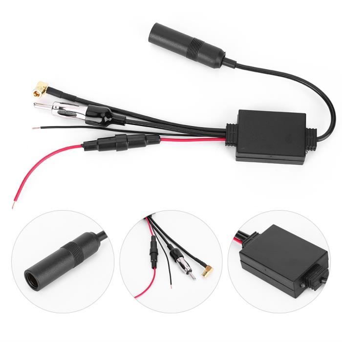 Adaptateur de diviseur d'antenne, adaptateur d'antenne radio agrandie voiture DAB + séparateur d'antenne adaptateur d'amplificateur