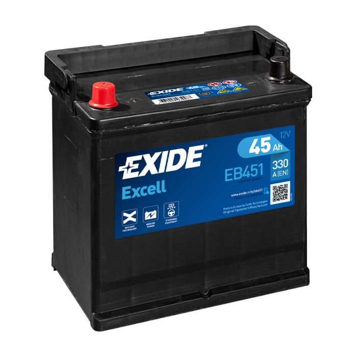 BATTERIE EXIDE EXCELL E2 12V 45AH 330A 220X135X225 +G EB451