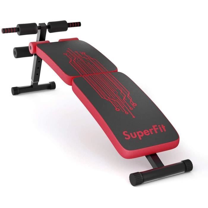 GOPLUS Banc de Musculation Pliable avec 4 Positions Réglables pour Entraînement,Charge 200KG,Rouge