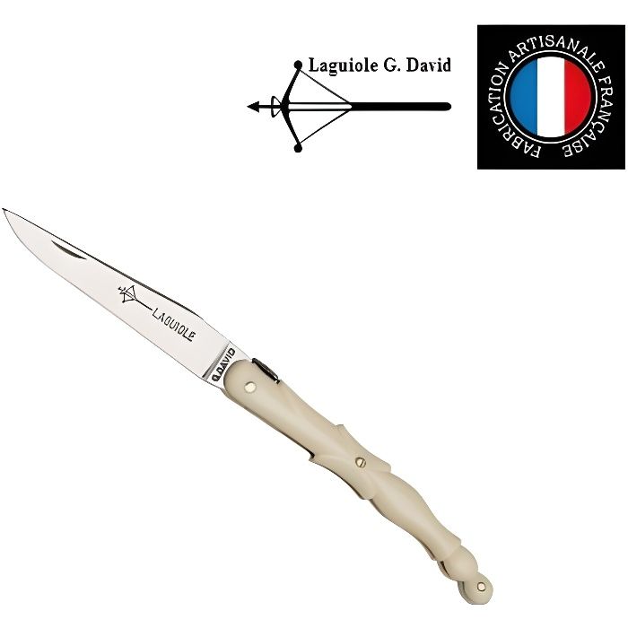 Couteau pliant Laguiole G David Manche 9 cm Blanc