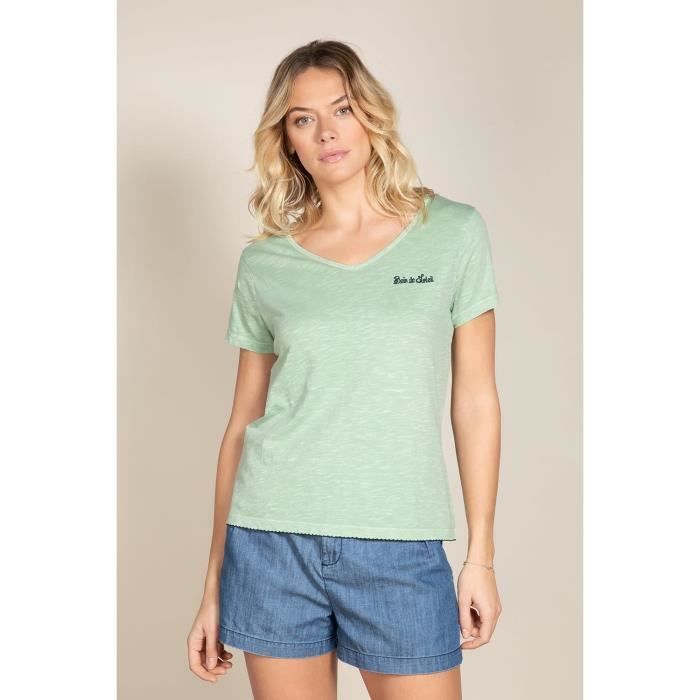 DEELUXE T-shirt uni brodé PAULINE Mint