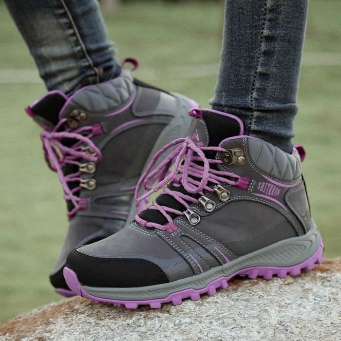 Chaussures de randonnée en plein air Chaussures de randonnée de grande taille et chaussures de randonnée en coton velours gris
