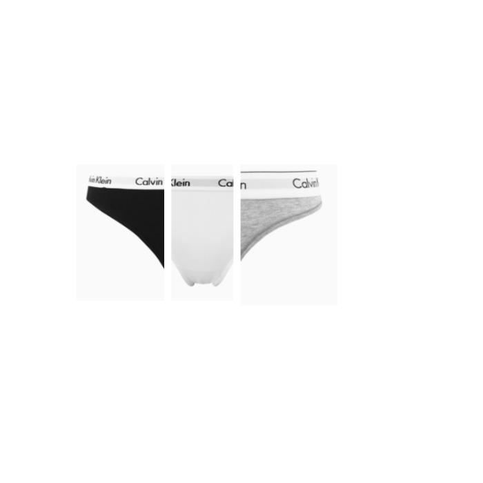 CALVIN KLEIN Pack de 3 Femmes Coton Homme Noir-Blanc-Gris