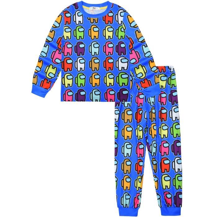 Among Us Enfant Accueil Vêtements Manche longue Ensemble de Pyjama - Bleu