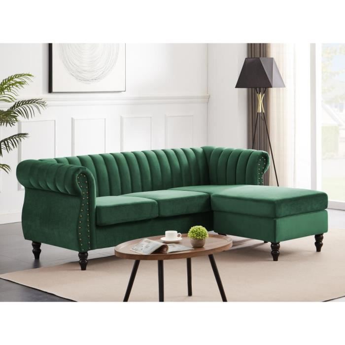 Canapé d'angle Velours Vintage Vert