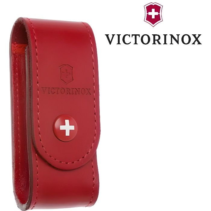 Etui en Cuir Rouge Victorinox - pour Couteau Suisse de Longueur 91 mm