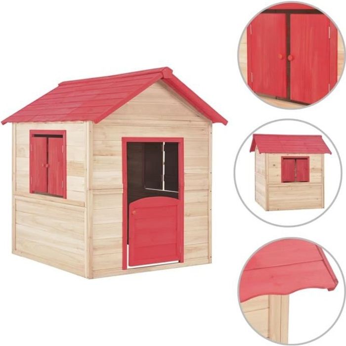 vidaXL Maison de jeu pour enfants Bois de sapin Rouge