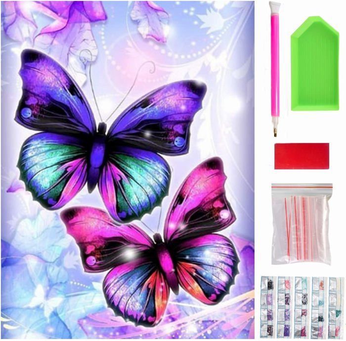 Kit Coiffure Fille 90 Pcs DIY Papillon Diamond Painting - Accessoires Cheveux Brillants, Cadeau Créatif 5-8 Ans