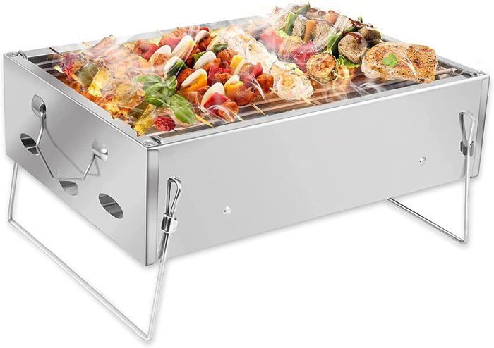 Auauraintt Barbecue Portable Pliable - Mini BBQ Table Charbon - 35x27cm - Idéal Camping, Pique-nique, Jardin