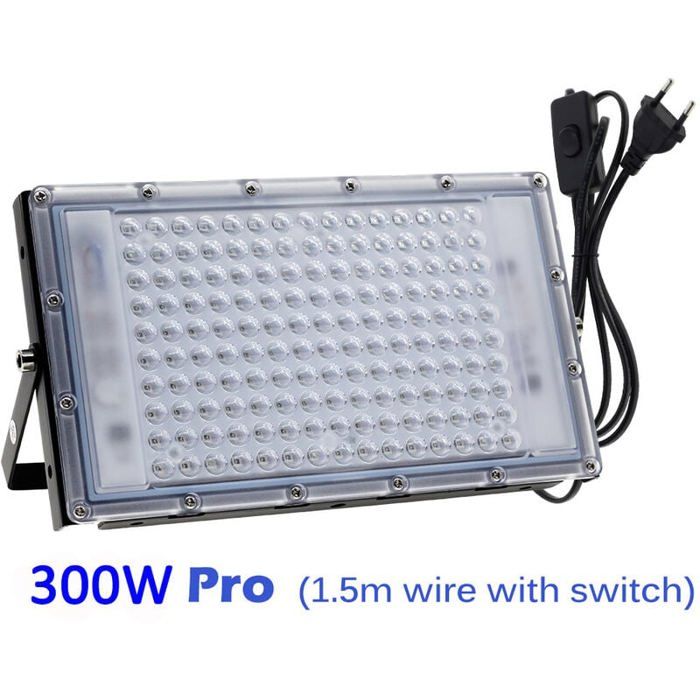Projecteur UV LED 300W Lumière Noire IP65 Imperméable Lampe LED Ultra-violet Eclairage à Effet pour Aquarium Soirée