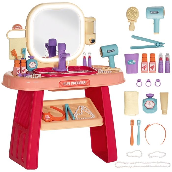 Coiffeuse Enfant En Bois Style Scandinave - Tabouret Assorti, Miroir