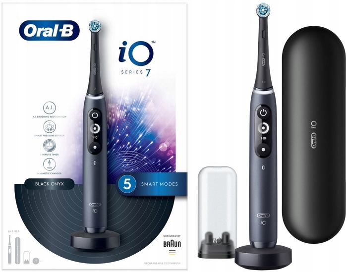 Brosse à dents électrique - ORAL-B - iO Series 7 - Noir - Accessoires inclus - Chargement par station