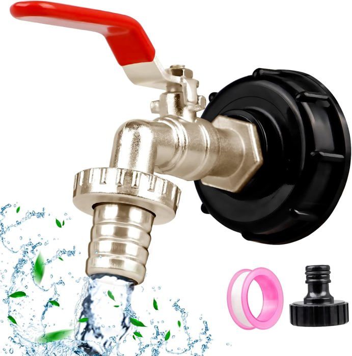 Robinet De Cuve 1000L Avec Adaptateur IBC 3/4" - Double Robinet En Laiton Filetage 60mm 77067980