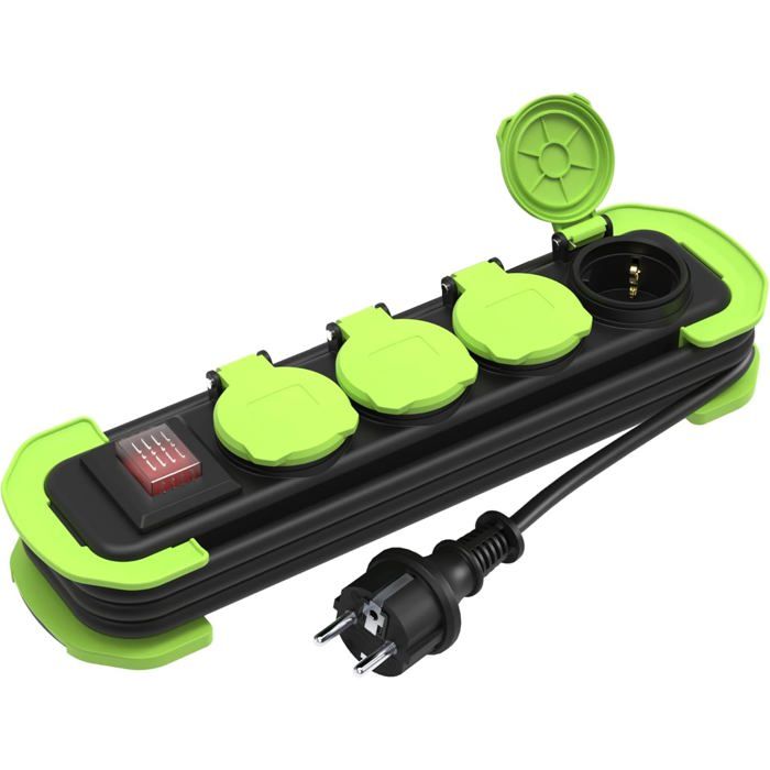 ORNO Multiprise Electrique Extérieur étanche 2 Prises (Mise à la Terre de Type Prise Allemande) Résistant aux Chocs, Ininflammable