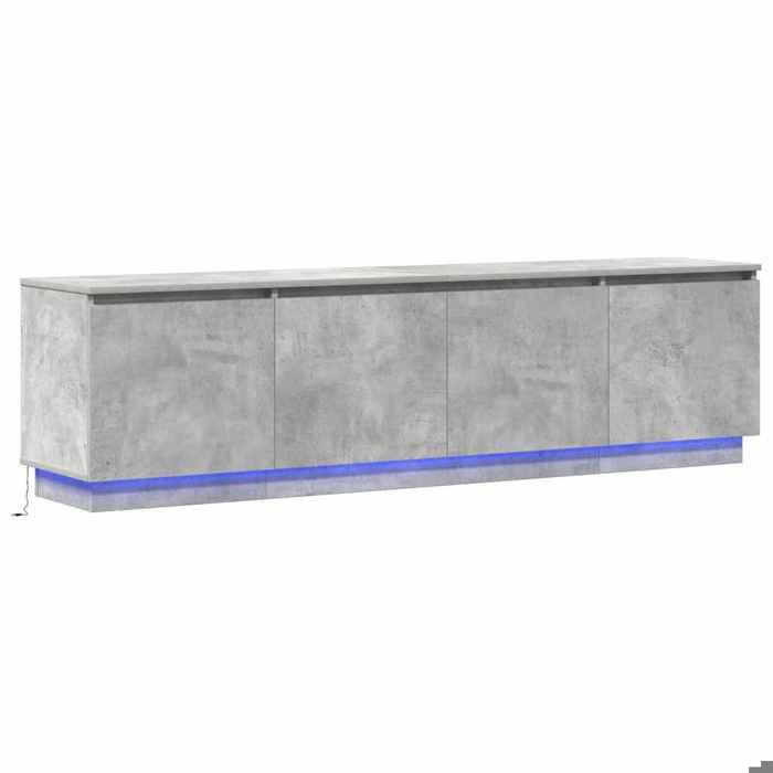 “RabaisMeuble TV/Armoire salon - Banc TV - KENNETH - avec LED Gris béton 180 x 38 x 49 cm Août246665