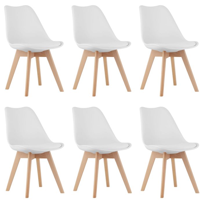 Chaise Komodee DOZZA - 6 Pieces - BLANC - Coussin en simili cuir 43 x 49 x 82 cm Chaise Komodee DOZZA - 6 Pieces - BLANC - Coussin en simili cuir 43 x 49 x 82 cm