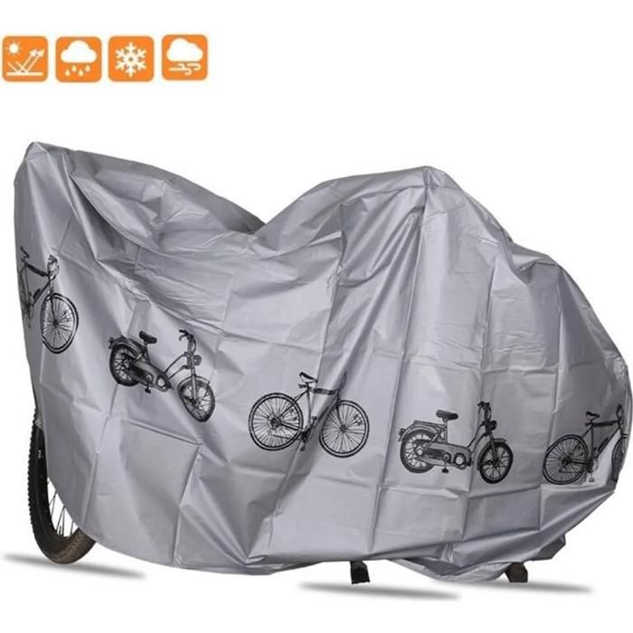 Housse De Protection Vélo 200x100 Cm – Imperméable, Anti-UV, Polyester Costaud, Pour VTT, Scooter, Cyclomoteur, Noir/gris