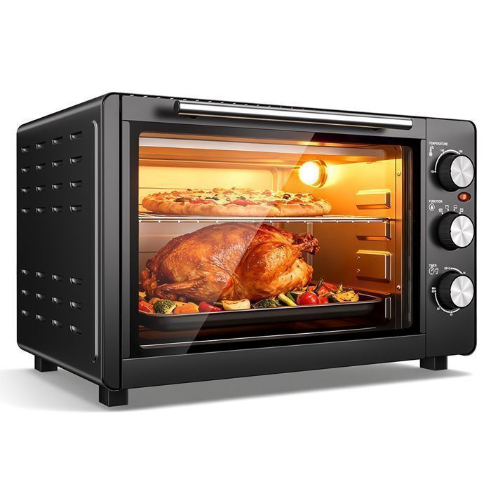 Mini Four 32 L 100°C-230°C Lumière intégréeFour posable 1500 W Minuteur 60 min Noir/Inox