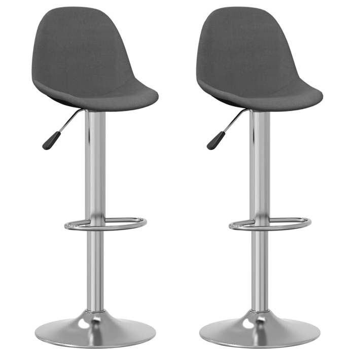 CLARENCE - Tabourets de bar (Set de 2) gris foncé tissu - Siège Cuisine - Industriel - 41x45x112 cm1989