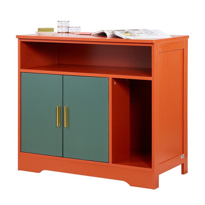 Meuble Bac à Litière Chat Armoire Cache-VEVOR-Niche Cache-litière en Bois-792x43x71 cm-Rouge et Vert