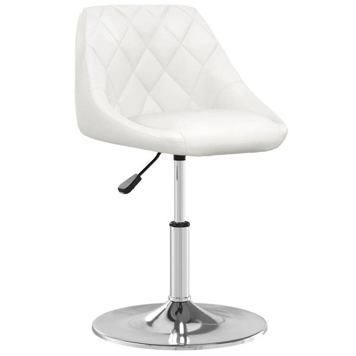 Chaise de salle à manger en similicuir - CLARENCE - Blanc - 44x46x(62 5-77 5) cm - Pivotement 360° - Hauteur réglable