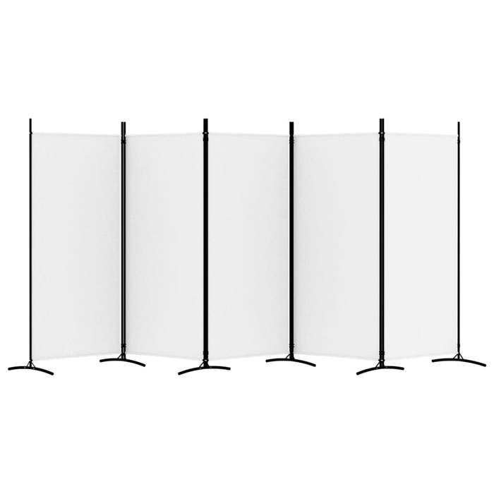 Cloison de séparation pliable - WIENS - 5 panneaux - Blanc - 433x180 cm - Tissu polyester - Pliable - Respirant