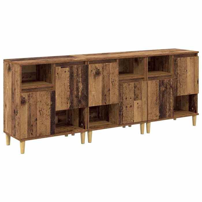 SALE 2026Lot de 3 Buffets salon - Placard vaisselier - WINWIN - Cabinet bahut Bois Ancien 60x35x70cm - bois dingénierie 51.66 Kg