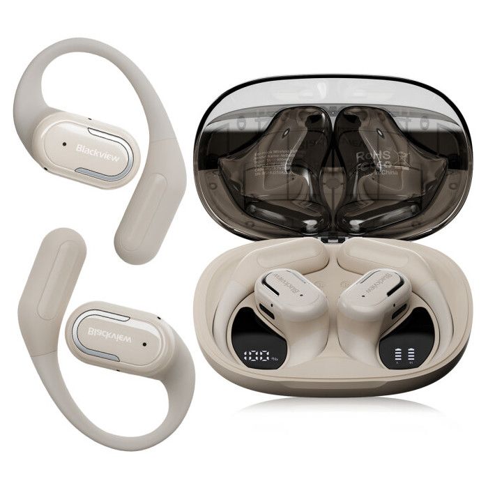 Blackview AirBuds 300 Écouteurs Sans Fil Bluetooth 6.0 avec ANC Actif Boîtier de charge 500 mAh IPX5 pour iPhone/Android Blanc