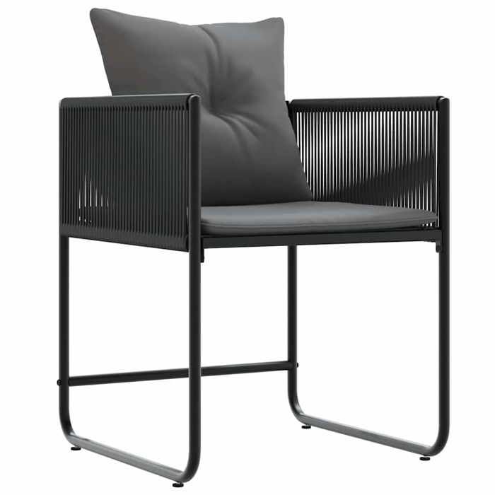 STAR SALE® Chaise + coussin (4 pcs) - ANTI-UV - Noir et anthracite Rotin PE 53.5x50.5x80 cm T132