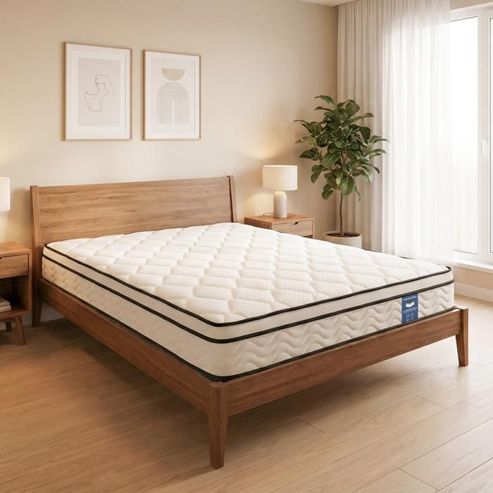 Matelas 180x200 cm UKing - Très épais 25 cm - Mémoire de Forme + Ressorts 7 Zones - Hypoallergénique & Réversible Blanc