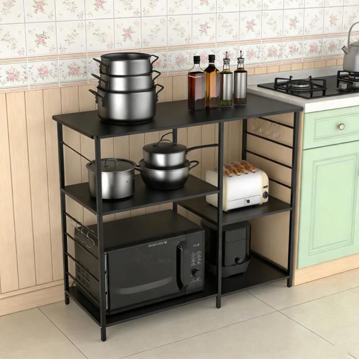 XUANYU.Meubles four micro-ondes - 90x83x39 cm - Étagère De Rangement De Cuisine Pour Salon Cuisine Salle À Manger - Noir