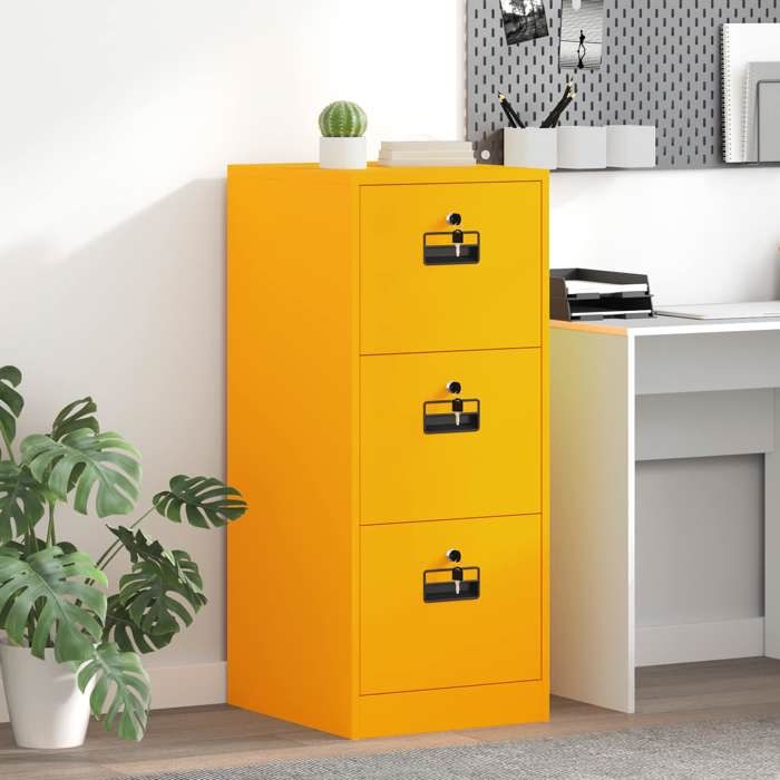 Armoire à dossiers Moutarde - Magnifique Cabinet de Dossier Jaune moutarde 44x50x106.5cm CL6966181