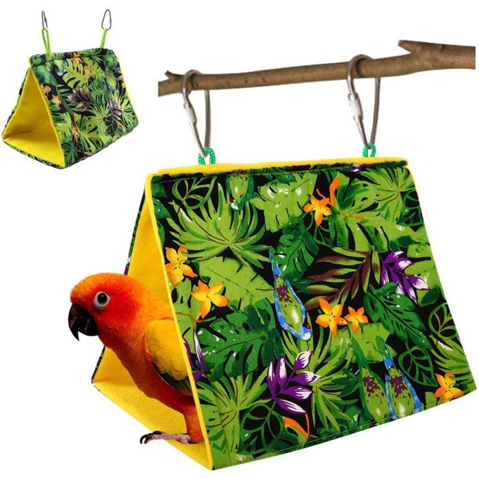 Tente Nid Triangulaire Pour Oiseaux Hamac En Tissu Doux Abri Pour Perruches Et Petits Perroquets 23x15x18 cm