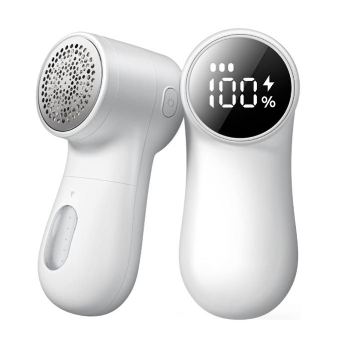 Rasoir de Tissu Rechargeable pour Pull Anti-Peluches Affichage numérique Intelligent pour vêtements et Meubles Blanc (1 pièce)