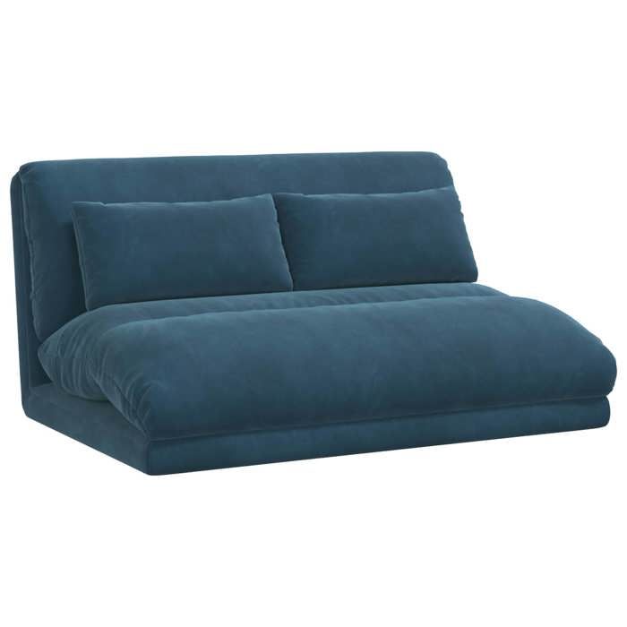 Fauteuil de sol (1 PLACE)- COCO - Chaise sol pliante - fonction lit - Velours - Bleu - 110x82x55 cm &89txu20v