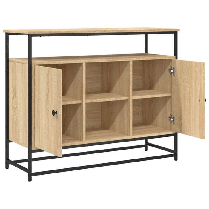 Buffet chêne sonoma 100x35x80 cm bois dingénierie_2 ans garantie_46093