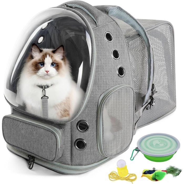 Sac à dos chat extensible jusquà 6 kg - Transport respirant en maille et tissu Oxford avec harnais intérieur - 1 2 kg